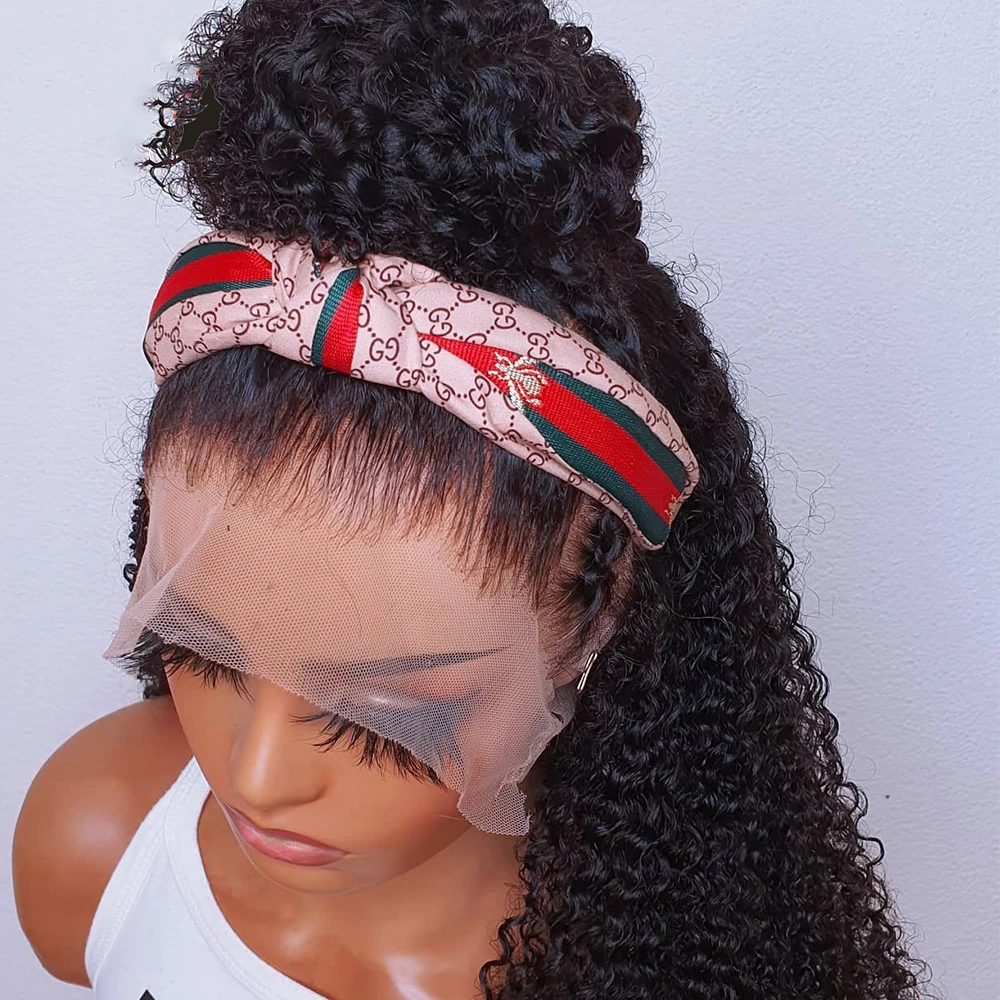 26&ldquo; Long Glueless Natural Black 180Density Kinky curly Lace Front Wig For Women Soft BabyHair Preplucked Heat Resistant Daily lace front wig