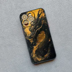 Golden Chinese Dragon Shockproof Phone Case - Elegant and Durable Protective Shell - iPhone 12 Pro (Black JLH 1)