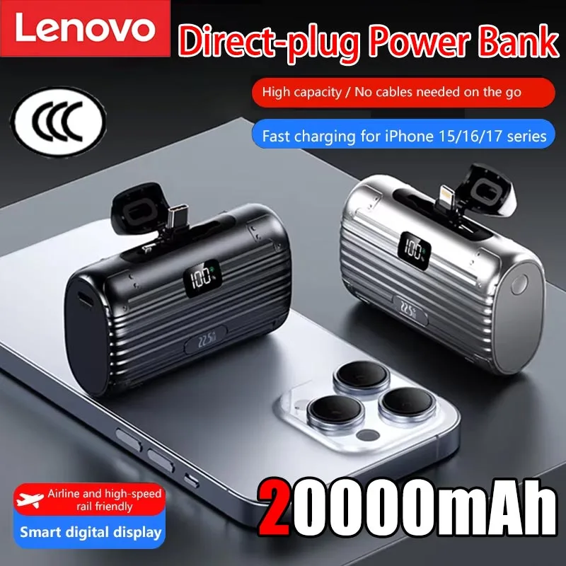 Lenovo 20000mAh Mini Capsule Wireless Power Bank Large Capacity Fast Charge Portable Phone External Battery For iPhone Samsung