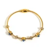 Lucky Dvil's Eye Bracelet Stainless Steel Blue Evil Eye Golden Thin Cuff Bangle with Rhinestones For Men Women Fashion Jewelry 4
