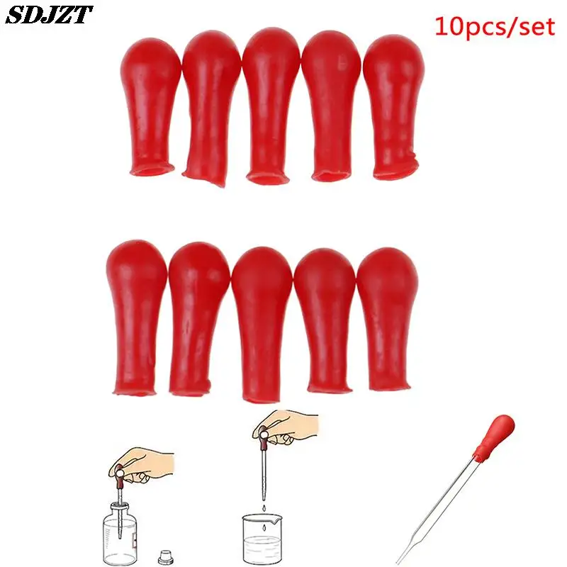 

10Pcs Dropper Red Rubber Bulb Head Dropping Bottle Insert Pipette Lab Supplies