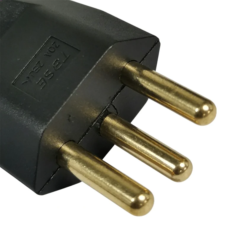 5pcs 검정색 구리 20A 250V 분리형 배선 플러그 브라질 표준 재배선 가능 전원 플러그 NBR 14136 전원 코드용 남성 커넥터