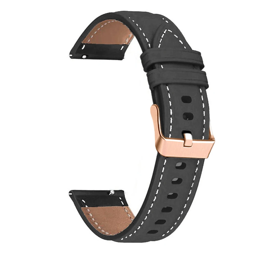 Leather Smart Watch Strap For HUAWEI WATCH GT 4 41mm/Garmin Venu 3S/Venu 2S Wristbands Rose Gold Buckle 18mm Bracelet Wristband