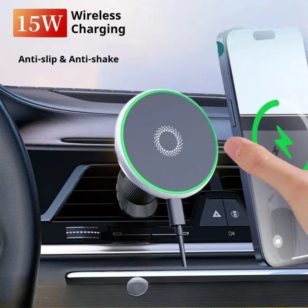 Magnetic Car Phone Holder with Fast 15W Wireless Charging