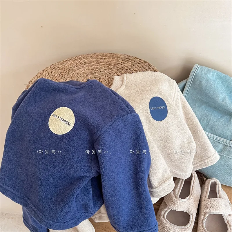 

Детская одежда 2022 осень и зима Двусторонняя кашемировая Толстовка в Корейском стиле мягкий теплый шерстяной свитер для маленьких детей