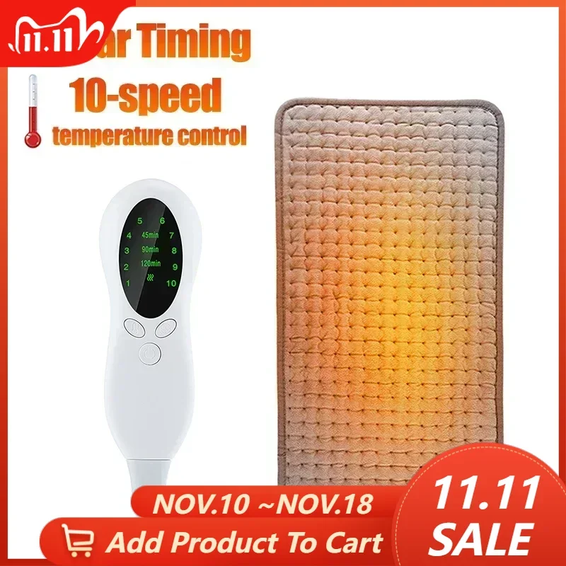 3 Timing 10 Modes Temperature Control Electric Heating Blanket Winter Thermal Pad Body Warmer Foot Hand Warmer Multiple Sizes