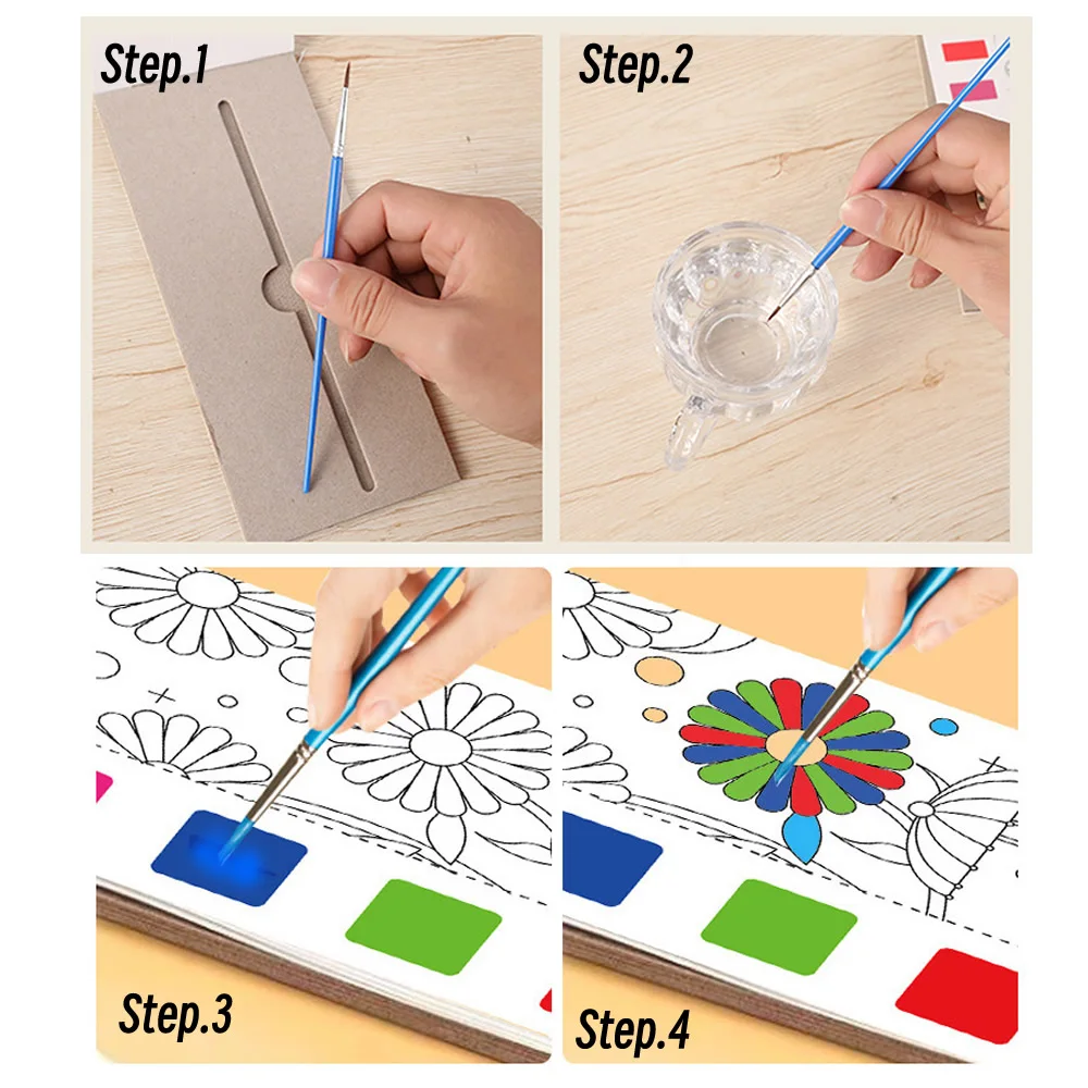 12-Sheet Portable Watercolor Painting & Coloring Book Set 4