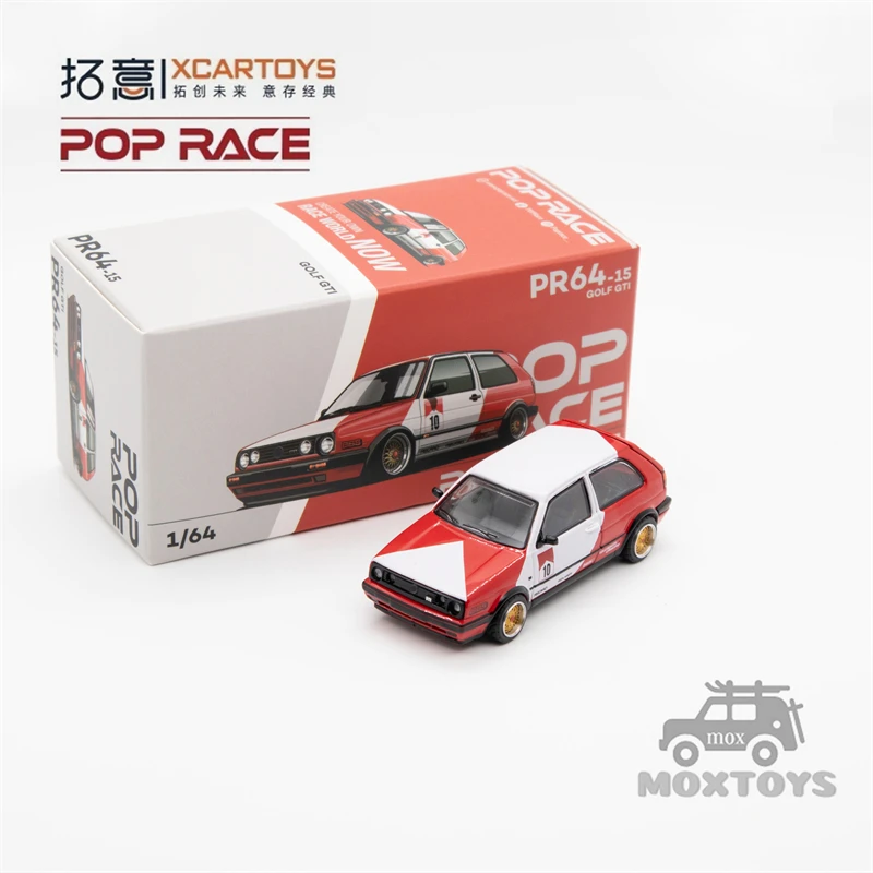 

POPRACE 1:64 Golf GTI Красная белая литая модель автомобиля