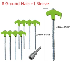 Outdoor Heavy-Duty Screw Anchor Stakes - Carbon Steel Hexagonal Head (Green)