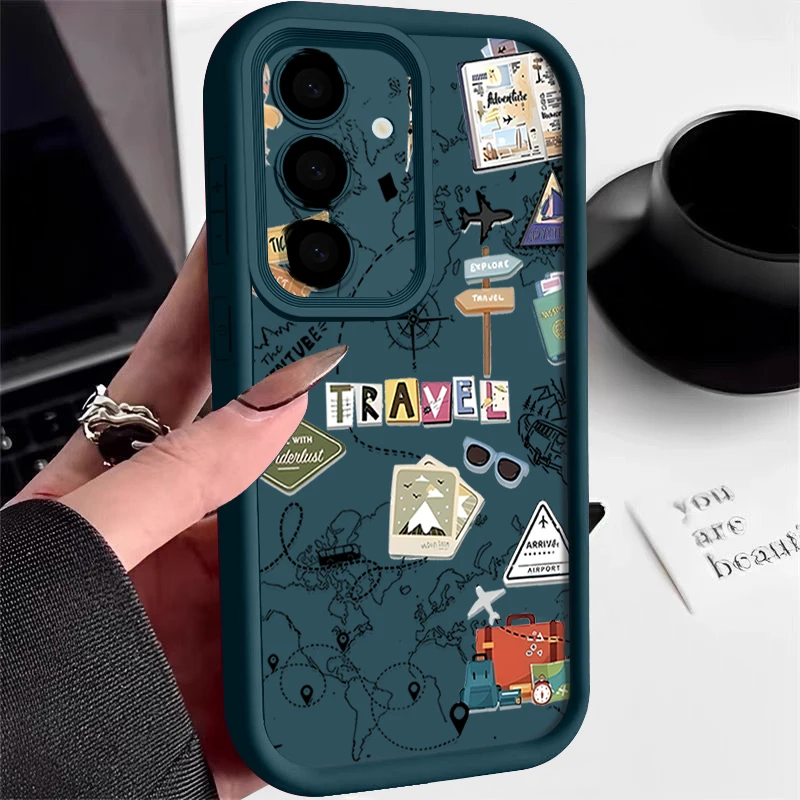 Travel Map Pattern TPU Phone Case Cover