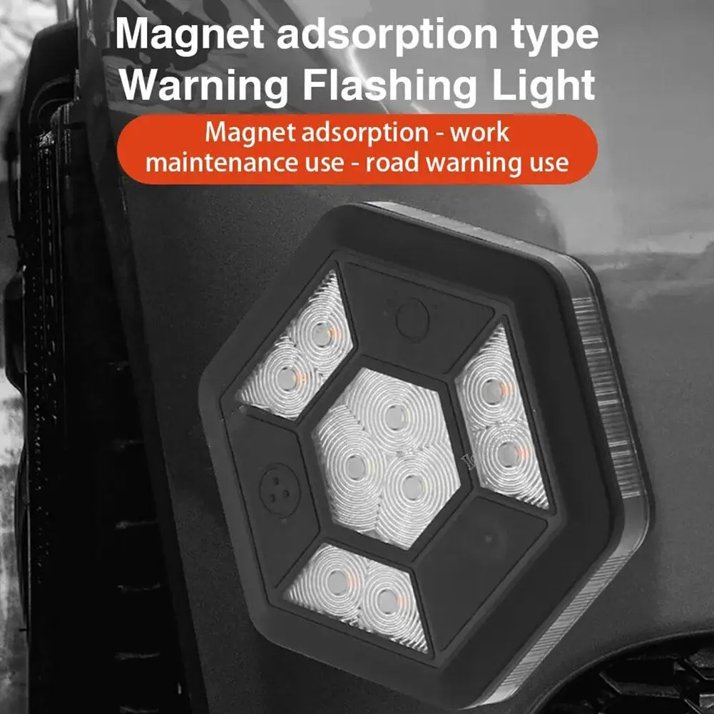Rechargeable Yellow White LED Magnetic Warning Light for Car Safety