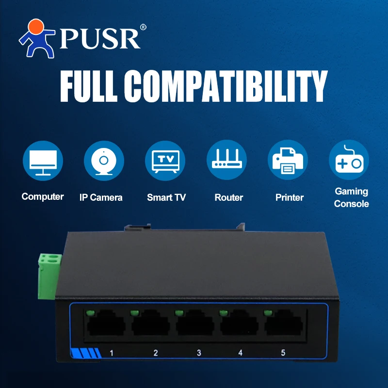Switch Gigabit Ethernet dc ou Terminal de Alimentação Plug And Play Trilho Din Colocação Desktop Usr-sg1005 1008 Pusr Portas - Imagem 6