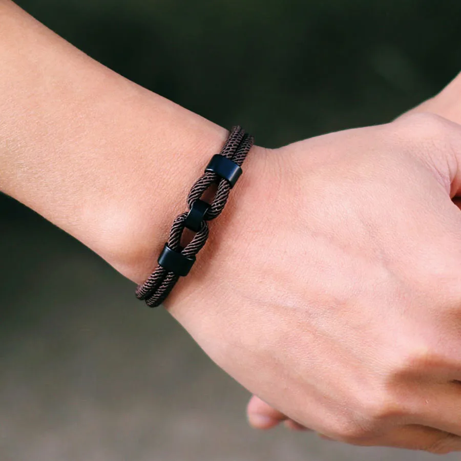 Mens Nautical Rope Bracelet Magnet Buckle Accessory