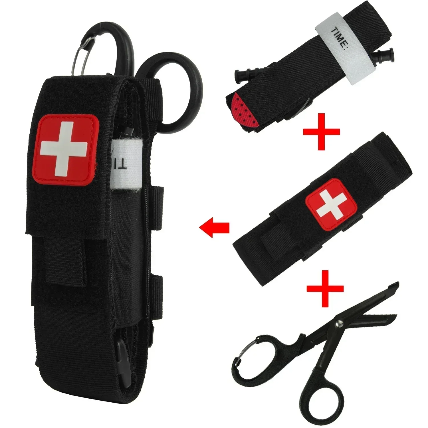 Tactical tourniquet kit first aid pouch first aid kit tourniquet holder first aid scissors survival tool outdoor bag Tactical military first aid kit tourniquet Molle survival set pouch nursing holder medical gear scissors bag outdoor equipment