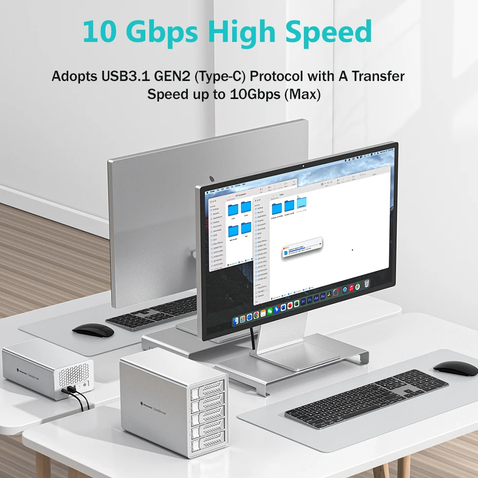Yottamaster 2.5"3.5"inch 10Gbps SATA HDD SSD Enclosure Type C HD External Case USB3.1 Daisy Chain Hard Drive Storage Box for MAC