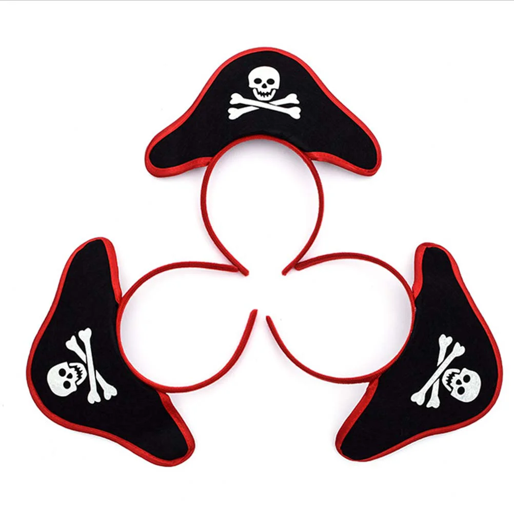 

4 Pcs Halloween Head Hoops Hair Skull Black Headband Pirate Costumes Decor Props