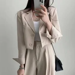 2023 Women Pant Sets New In Blazer Sets Korean Style Lapel Button High Waist Fashion 2 Piece Sets Chic and Elegant Trouser Set
