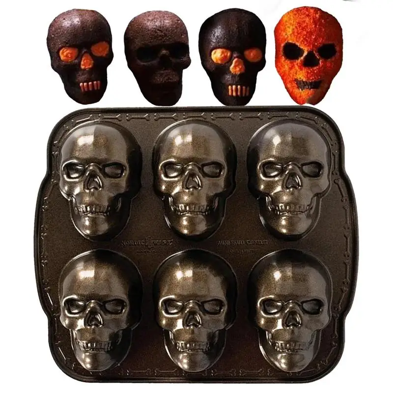 

Halloween 3D Skull Mold Baking Pan Aluminum Baking Pan DIY Skeleton Cake Mold Kitchen Baking Tray bakery supplies Kitchen Tools