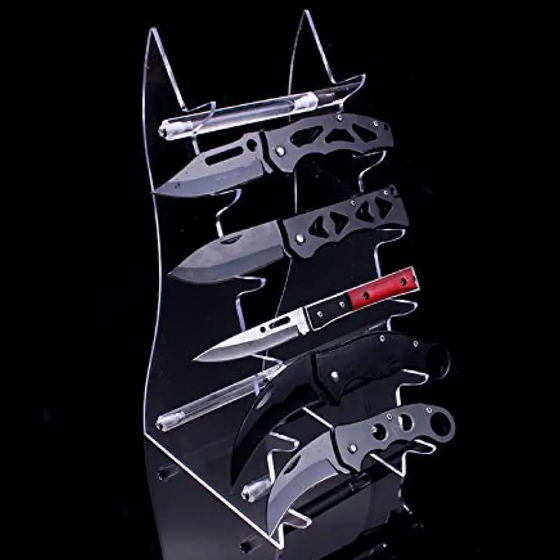 

Transparent Display Stand Transparent Storage Knives Holder Birthday Gift 6 Tiers Knives Rack With Smooth Surfaces Space Saving