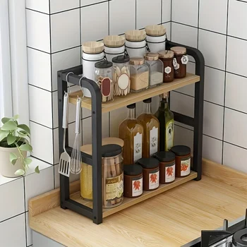 1pc 2-Tier Metal Countertop Shelf 1