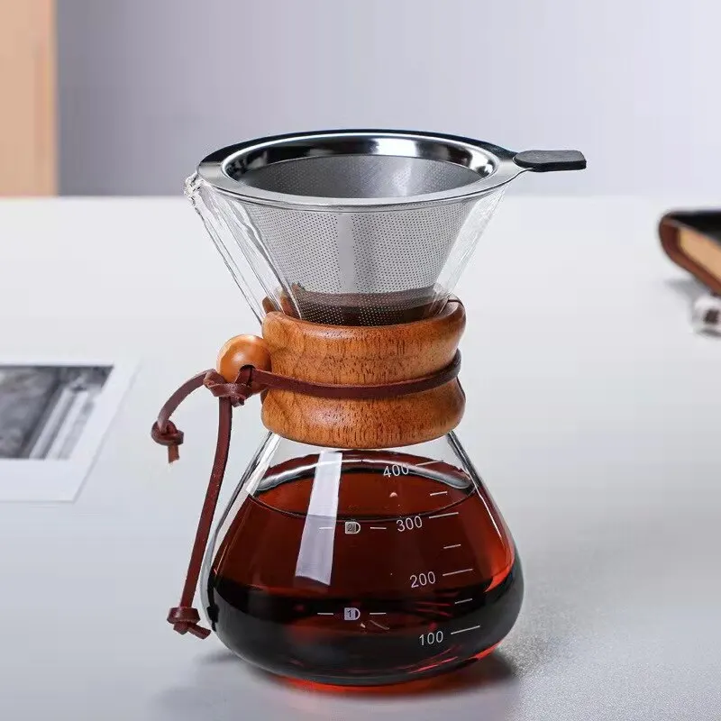 Hot Sale 400ml/ 600ml Glass Pour Over Coffee Maker Pot Camping Coffee Pot  for Hand-Brew Coffee - China Glassware and Glass Pitcher price