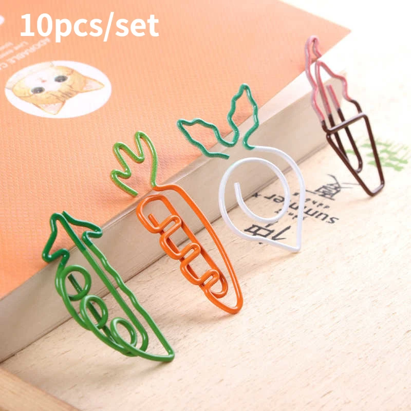 

10pcs/lot Kawaii Fruit Carrot Shaped School Office Supply Paper Clip Bookmark Gift Stationery for Book Accessories Teacher Tools