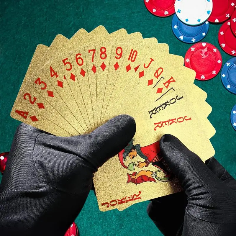 24K Gold PVC Playing Cards Waterproof High Definition Washable Parties and Games 54 Cards