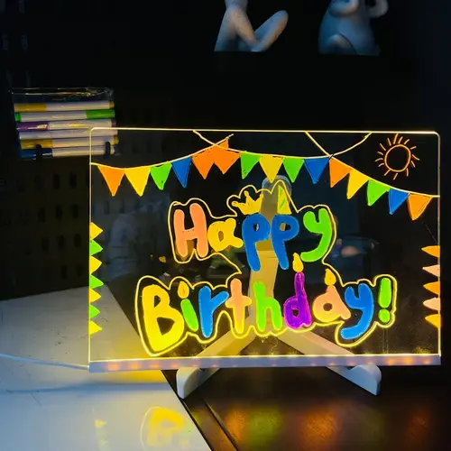 LED Note Board DIY Acrylic Night Light 7 Pens Drawing Board Rechargeable RGB Erasable Painting Drawing Boards Kids Birthday Gift - Image 5