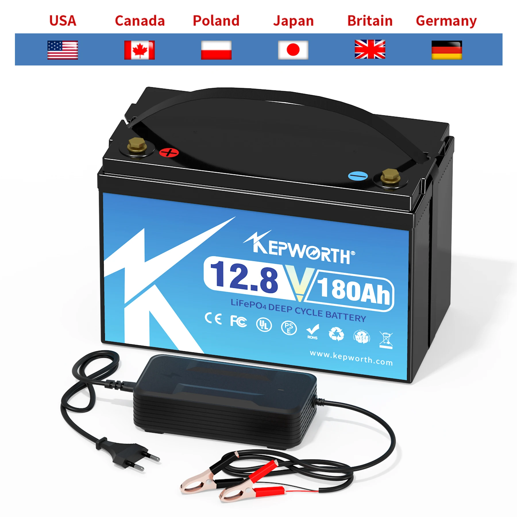 12V 180Ah Lifepo4 Batteria Al Litio Ferro Fosfato Aggiornato Bms 6000 Cicli Per Camper Golf Cart Off-Road Off-Grid Solar Wind