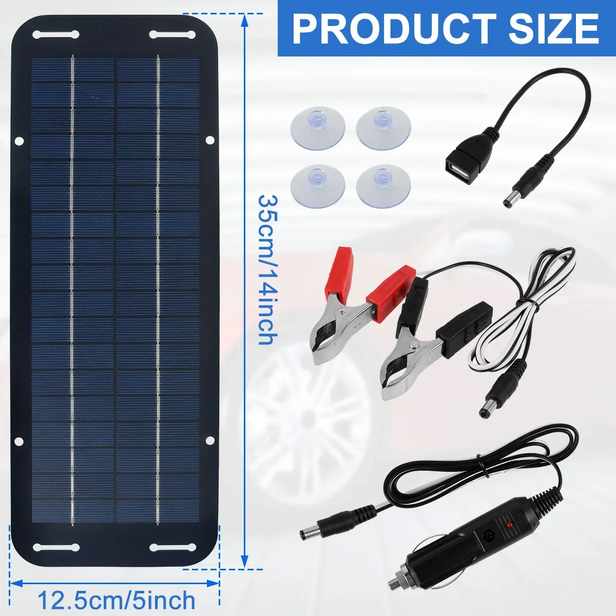 12V Solar Panel Kit IP65 Waterproof Solar Trickle Charger Portable Solar Powered Charger Kit High Efficiency Car Battery Charger