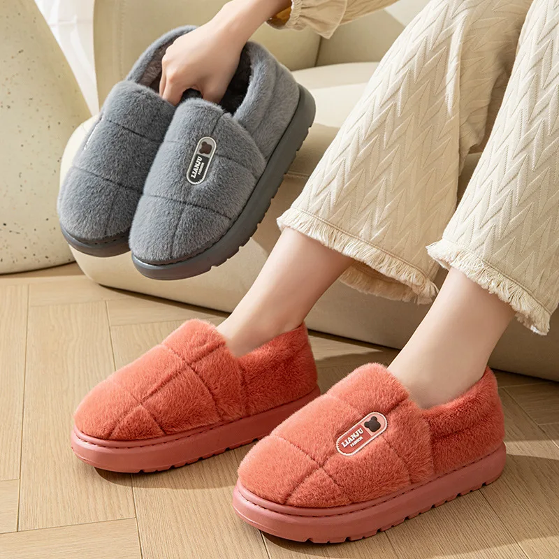 Evshine Damen-Schuhe aus flauschiger Baumwolle, warmes Fell, Plüsch, Innenrutschen, Herren, bequem, weich, flauschig, Hausschuhe, Winter, pelziger Haus-Baumwoll-Slipper – Detail 5