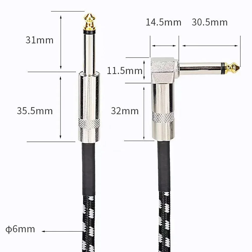 6.35mm Audio Cables TRS 1/4 inch 6.5mm Audio Cable For Electric Guitar Bass 1.5m 3m Gold Plated Shielded Low Noice Jack Cable