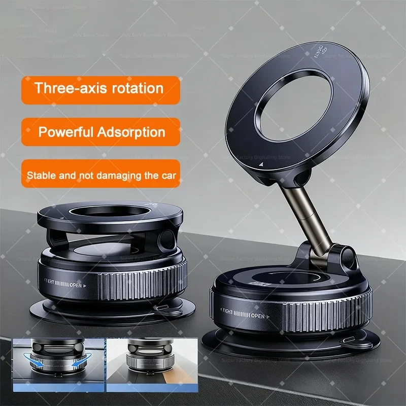 Multi-angles Car Cup Vacuum Magnetic Stand 360° Rotatable And Foldable Suction Phone Holder_voghion.com