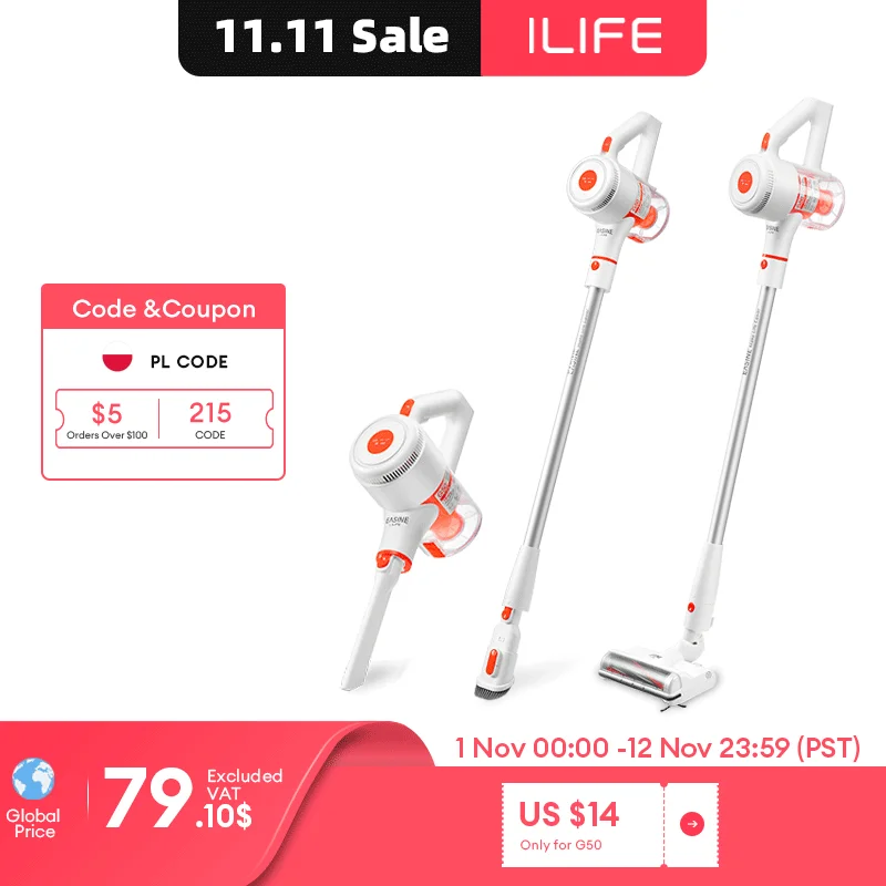 ILIFE G50 Cordless Handheld Vacuum Cleaner,10000Pa Suction, 35mins  Runtime,LED Display,Convenient Disposal abd Washable Filter