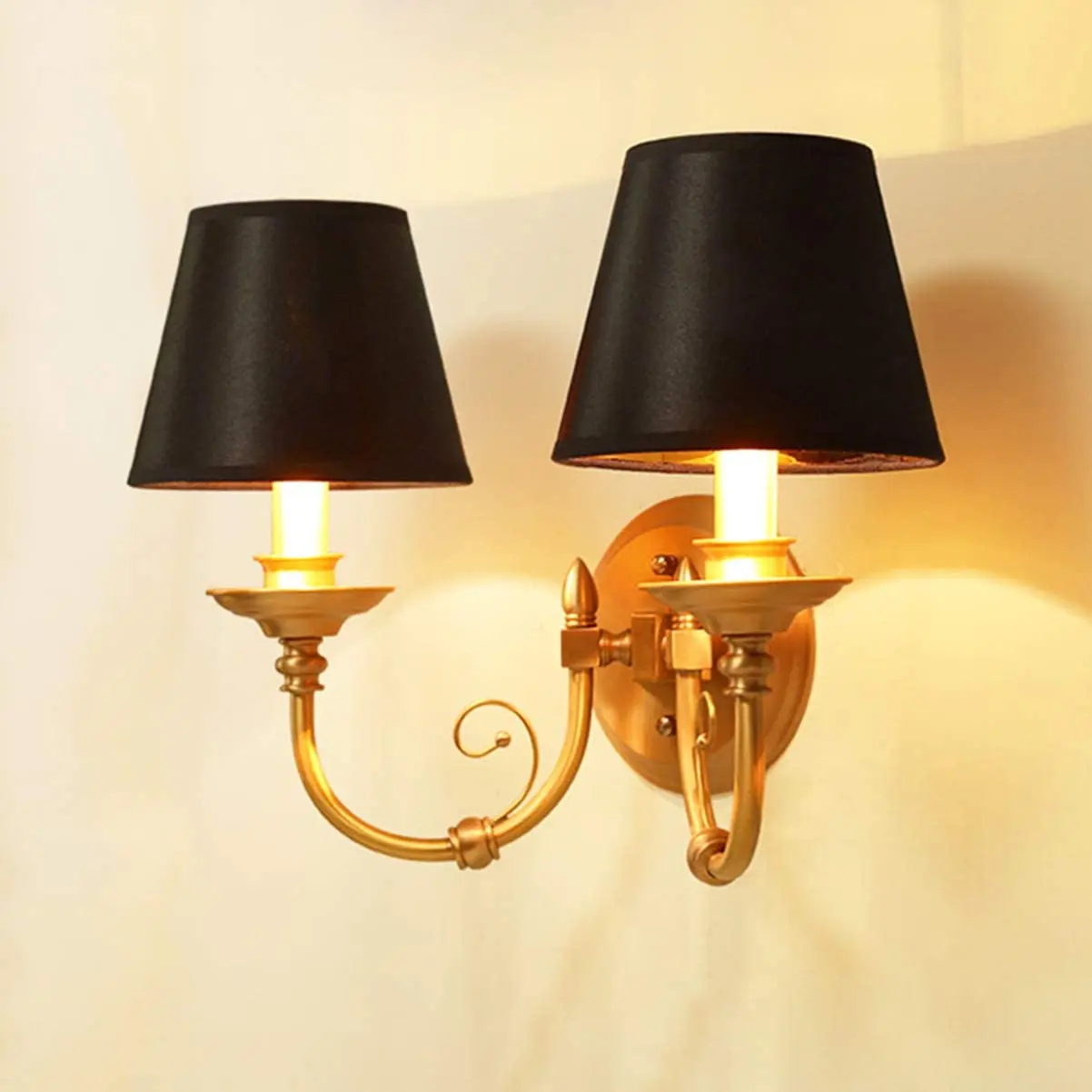 Black Lamp Shades with Gold Lining Clip on Light Shades Candle Chandelier Lampshades Set of 6