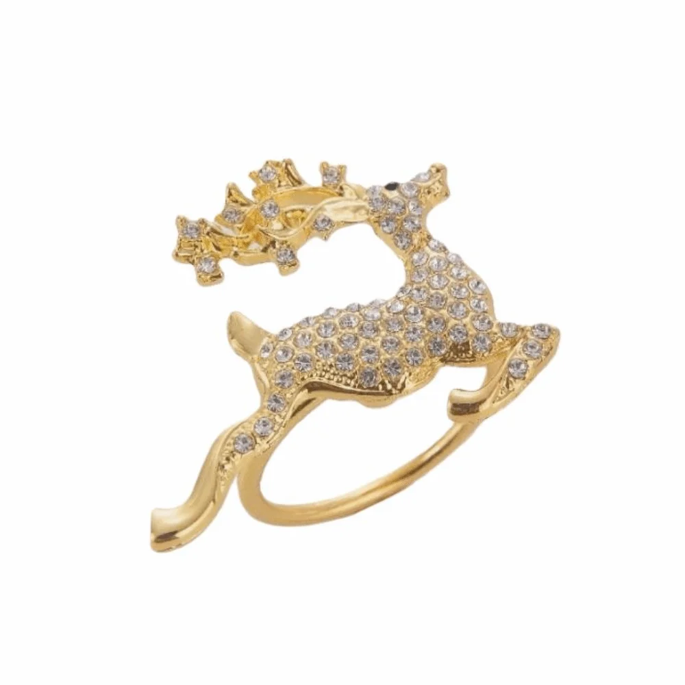 Metal Gold Napkin Ring Elk Garland Holder Christmas Decor