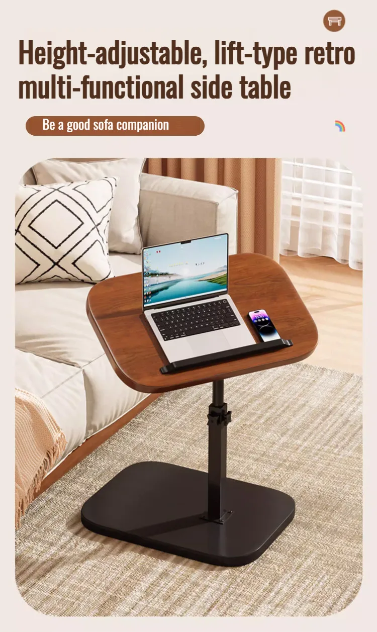 Adjustable Liftable Coffee Table - Rotating Foldable Sofa Side Table with Storage