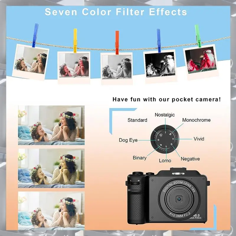 3In 4K Vlog Camera HD Digital Camera For Photography, Dual Cam Front And Rear With Autofocus Face Detect