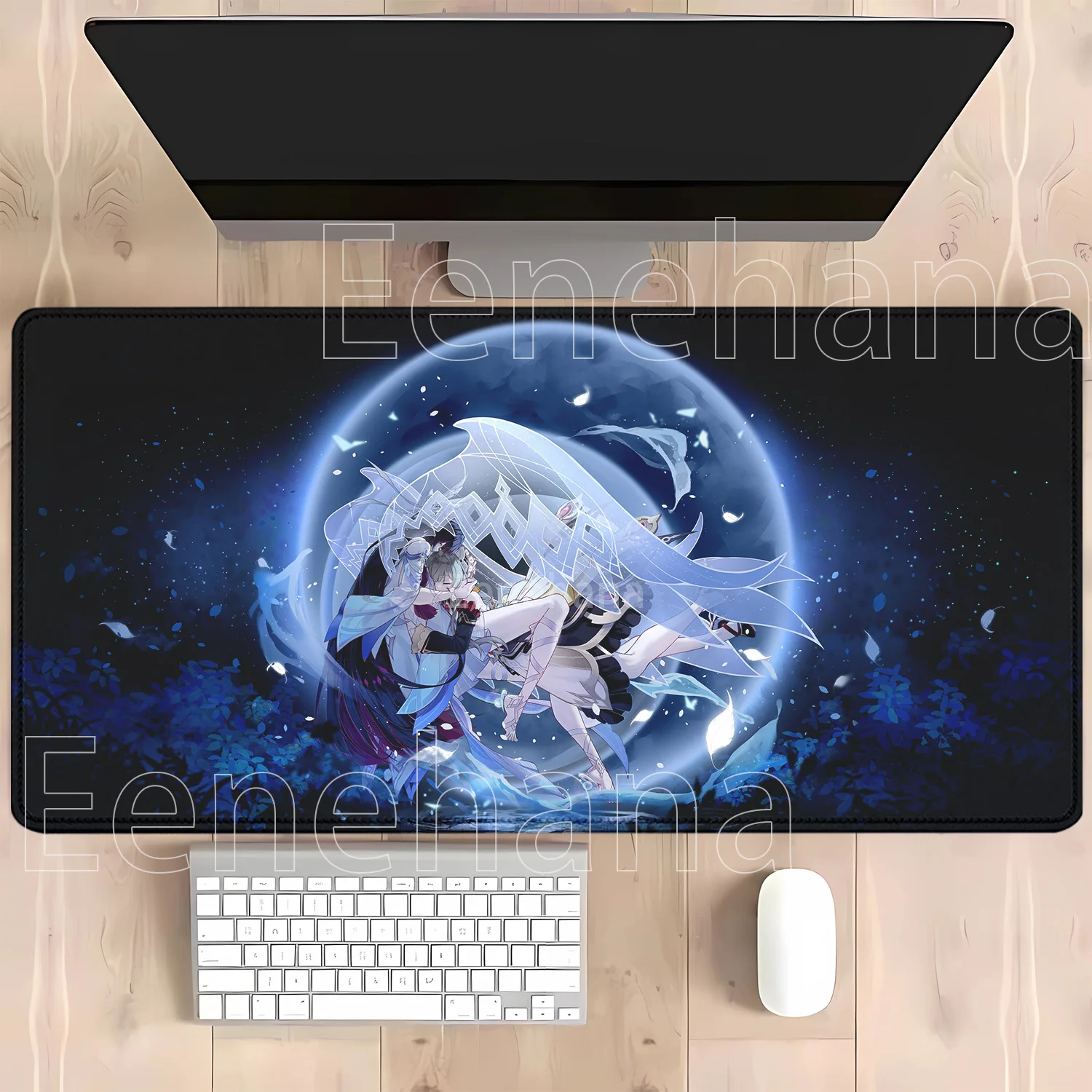 Genshin Impact Anime Kawaii Girl Gaming Mouse Pad - HD Print Desk Mat, Rubber Office Carpet with Overlock Edges