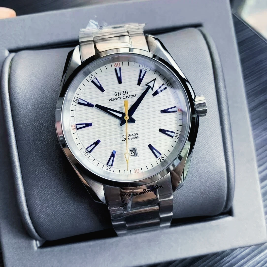 41mm New Mens Automatic Mechanical Watches Luxury Blue White Grey Dial Bright Luminous Hands Wearproof Sapphire Glass Daily - 5