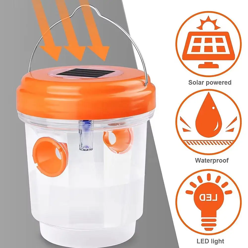 New Solar Powered Wasp Trap Lights Waterproof Outdoor Bee Traps Safe Trap Hornet Reusable Hanging Garden Supplies Non-toxic D6q5