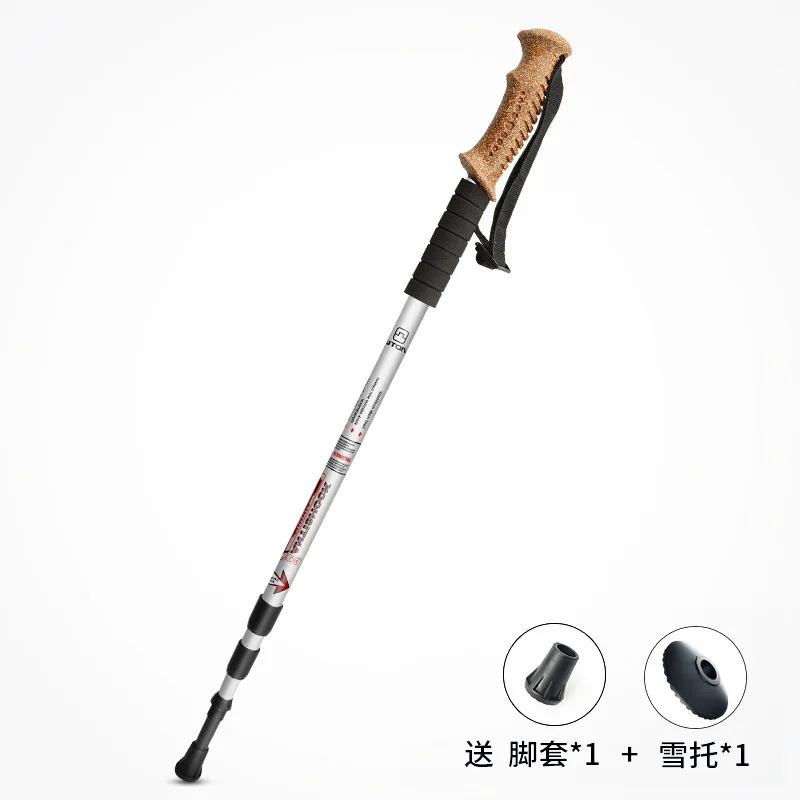 Ultra-light Telescopic Alloy Hiking Walking Stick Pole Soft Handle Bar Alpenstock 3 Sections 6