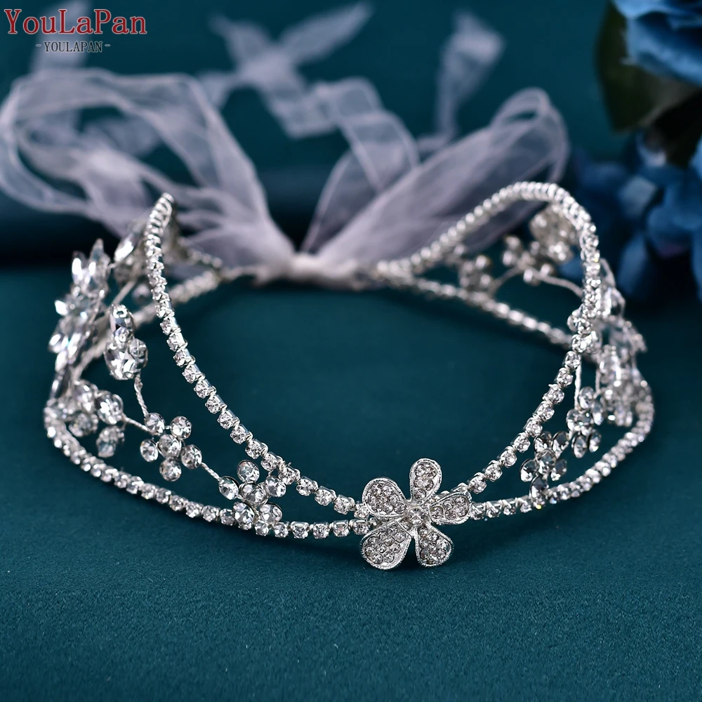 TOPQUEEN Wedding Taira Rhinestone Bridal Headband Wedding Hair Accessories Bride Headpiece for Party Bridesmaid Gift HP554