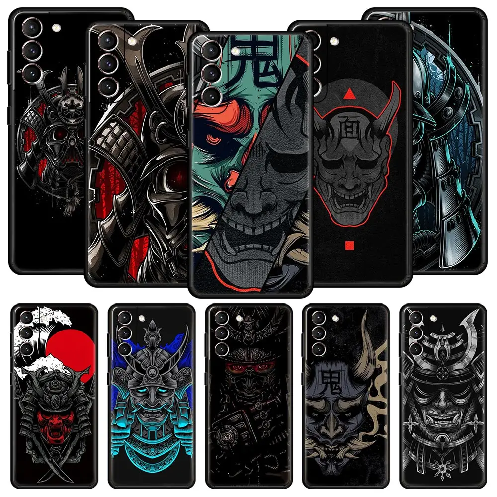 

Samurai Oni Mask Phone Case For Samsung Galaxy S23 S22 Ultra S20 S21 FE 5G S10 S9 Plus S10E S8 S7 Edge Soft Pattern Cover Bumper