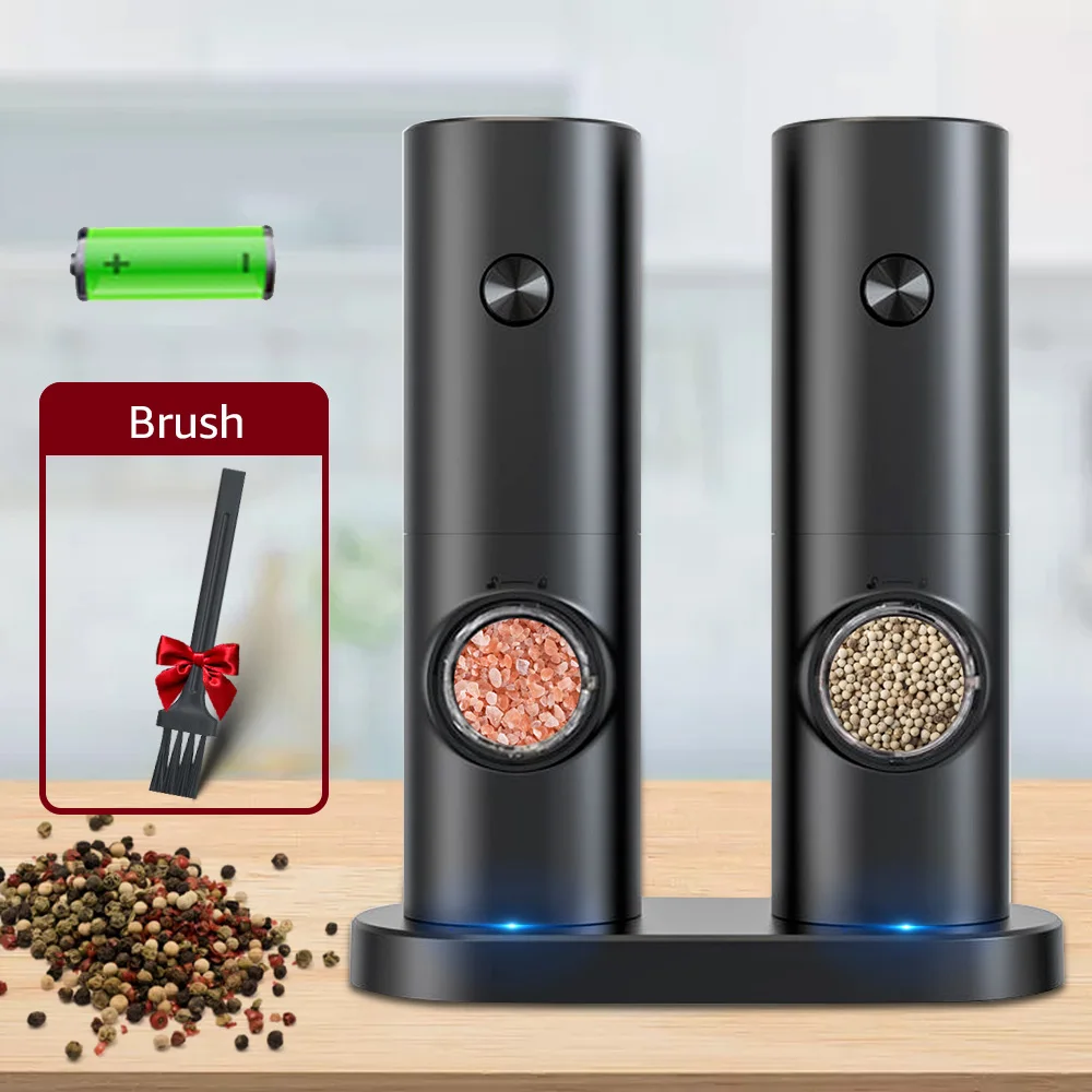 Pepper Grinder Electric Batteries - Automatic Spice Mill Led Light Electric  Salt - Aliexpress