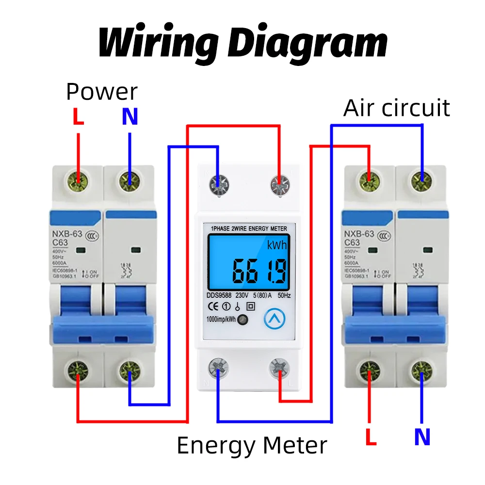 Update Din Rail LCD Display Digital Single Phase Two Wire Energy Meter KWh Power Consumption Electric AC 120V/230V Wattmeter