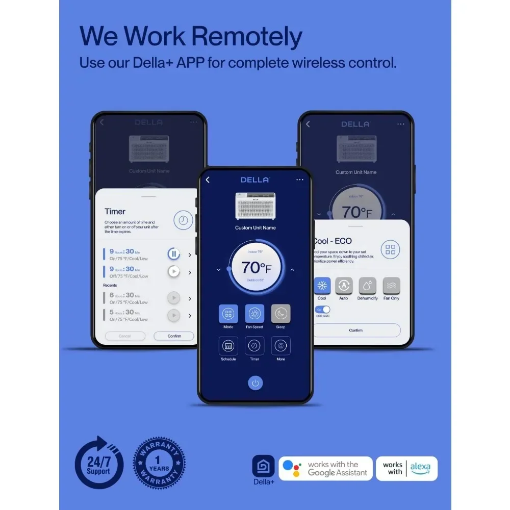 8000 BTU Window Air Conditioner, Energy Saving，with App, Cools Up To 350 Sq. Ft, with WIFI Remote, Dehumidifier, Reusable Filter 6