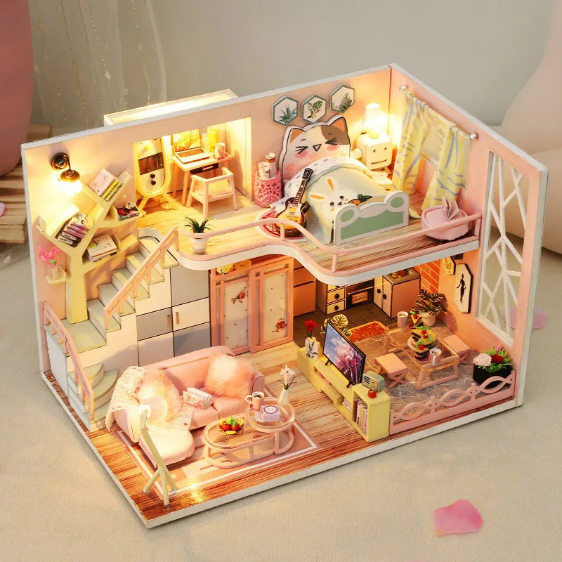 

Fairy Cubby House Log Cabin Girl Dolls House Miniatures Handmade Building Model Arts and Crafts Games for Children