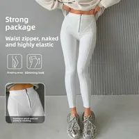 High-Waist Zipper Fitness Pants Women's Yoga Trousers Abdomen Lifting Butt Shaping Sensation Tight Base Layer Pants