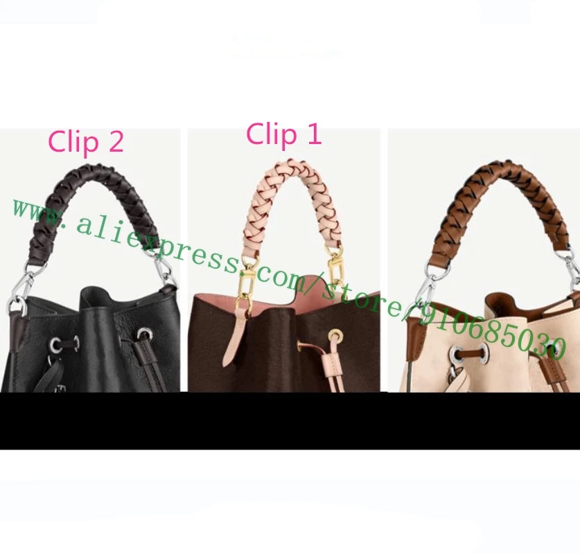 Genuine Calf Leather Braided Hand-carried Top Handle Strap For Designer Women Handbag Lady Bucket Bag Purse